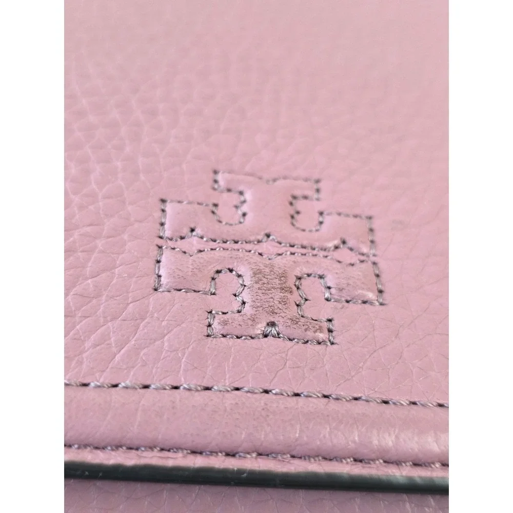 Tory Burch McGraw Wallet on Chain Pink Pebbled Leather Crossbody Bag WOC Gold